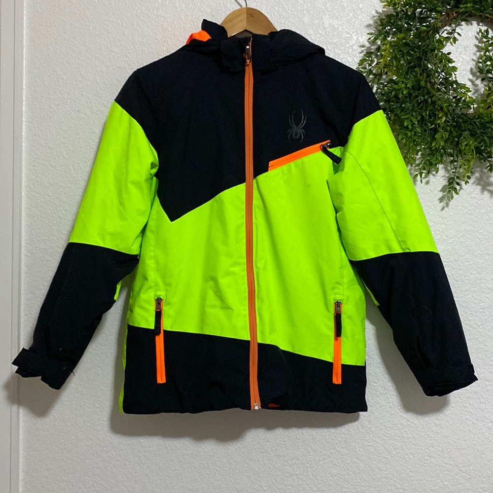 Spyder Neon Green With Orange Zippers Ski Jacket